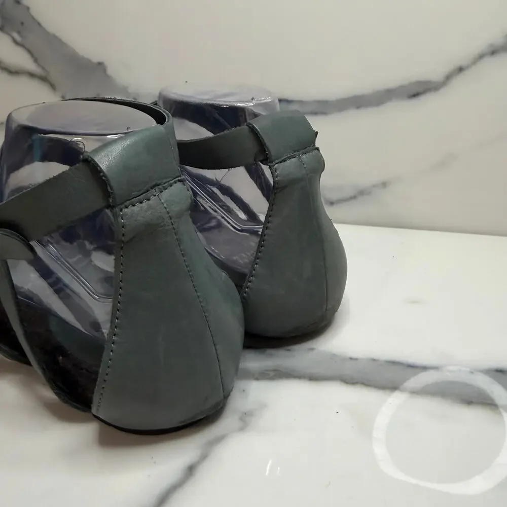 Eileen Fisher Wmns Slate Blue Gray Strappy Leather Sandals Sz 9.5 Festival Boho